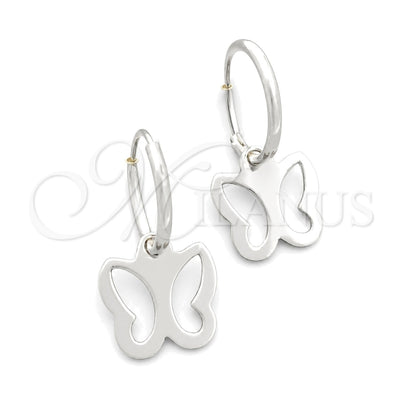 Sterling Silver Small Hoop, Butterfly Design, Polished, Silver Finish, 02.392.0009.15 for wholesale, main product view