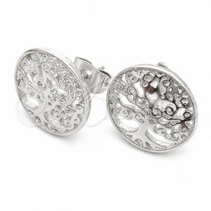 Sterling Silver Stud Earring, Tree Design, Polished, Silver Finish, 02.392.0011