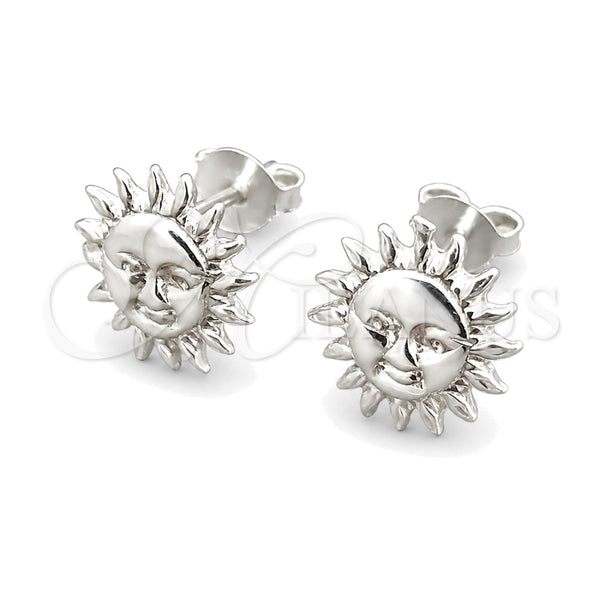 Sterling Silver Stud Earring, Sun Design, Polished, Silver Finish, 02.392.0012