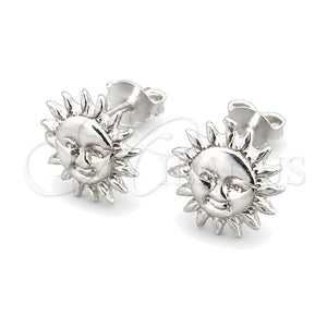 Sterling Silver Stud Earring, Sun Design, Polished, Silver Finish, 02.392.0012