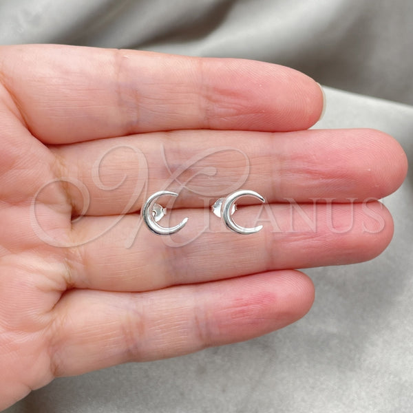 Sterling Silver Ring — Stud Earring Moon Design Polished 02. — alternate product view — SKU 147390 | Plata 925 anillo — Stud Earring Moon diseño pulido 02. — SKU 147390