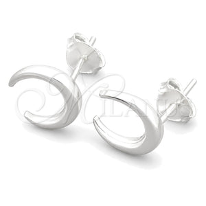 Sterling Silver Stud Earring, Moon Design, Polished, Silver Finish, 02.392.0014