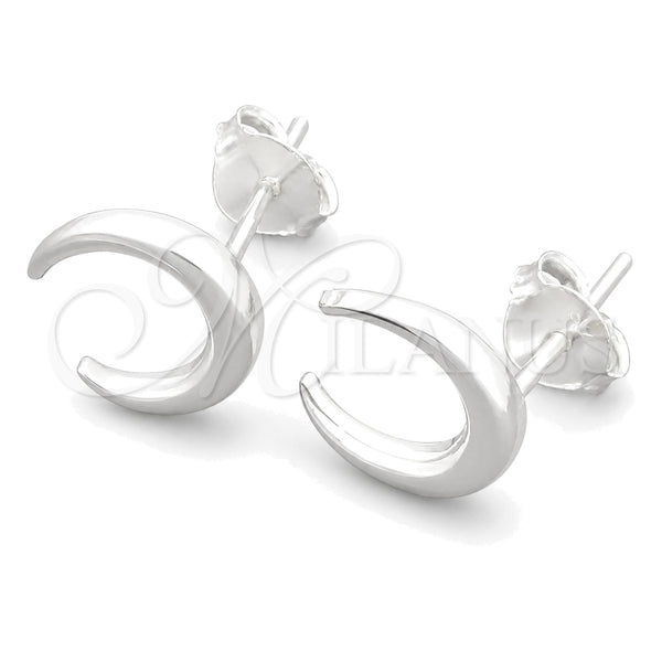 Sterling Silver Stud Earring, Moon Design, Polished, Silver Finish, 02.392.0014