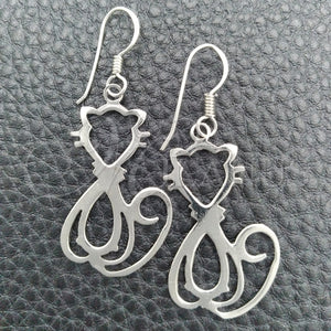 Sterling Silver Ring — Dangle Earring Cat Design Polished 02. — main product view — SKU 147392 | Plata 925 anillo — Dangle Earring Cat diseño pulido 02. — SKU 147392