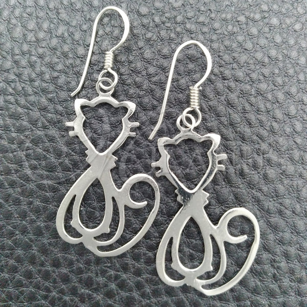 Sterling Silver Ring — Dangle Earring Cat Design Polished 02. — main product view — SKU 147392 | Plata 925 anillo — Dangle Earring Cat diseño pulido 02. — SKU 147392