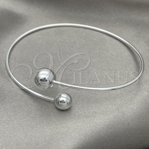 Sterling Silver Individual Bangle, Ball Design, Polished, Silver Finish, 07.395.0002.05 (03 MM Thickness, Size 5 (2.50 Diameter))