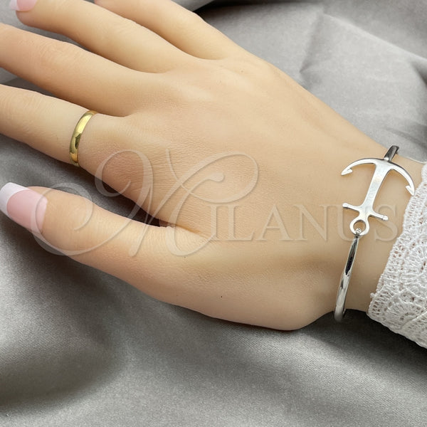 Sterling Silver Individual Bangle, Anchor Design, Polished, Silver Finish, 07.395.0004.05 (03 MM Thickness, Size 5 (2.50 Diameter))