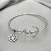 Sterling Silver Individual Bangle, Anchor and Rope Design, Polished, Silver Finish, 07.395.0005.05 (03 MM Thickness, Size 5 (2.50 Diameter))