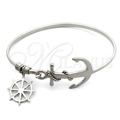 Sterling Silver Individual Bangle, Anchor and Rope Design, Polished, Silver Finish, 07.395.0005.05 (03 MM for wholesale, main product view
