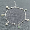 Sterling Silver Charm Bracelet, Star and Rattle Charm Design, with Fern Green Cubic Zirconia, Polished, Silver Finish, 03.395.0008.07 (03 MM Thickness, 8 Inches Length)