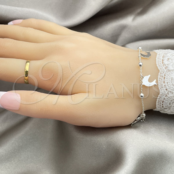 Sterling Silver Bracelet — Charm Bracelet Dolphin and Rolo Design Polished 03. — alternate product view — SKU 147405 | Plata 925 brazalete — Charm Bracelet Dolphin and Rolo diseño pulido 03. — SKU 147405
