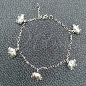Sterling Silver Bracelet — Charm Bracelet Elephant and Rolo Design Polished 03. — main product view — SKU 147407 | Plata 925 brazalete — Charm Bracelet Elephant and Rolo diseño pulido 03. — SKU 147407