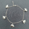 Sterling Silver Charm Bracelet, Elephant and Rolo Design, Polished, Silver Finish, 03.395.0012.07 (03 MM Thickness, 8 Inches Length)