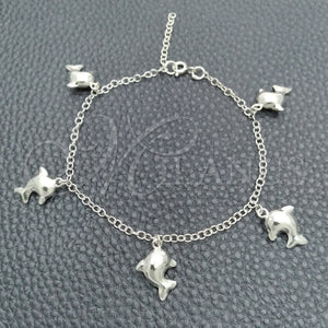 Sterling Silver Bracelet — Charm Bracelet Dolphin and Rolo Design Polished 03. — main product view — SKU 147408 | Plata 925 brazalete — Charm Bracelet Dolphin and Rolo diseño pulido 03. — SKU 147408