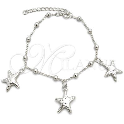 Sterling Silver Charm Bracelet, Star and Ball Design, Polished, Silver Finish, 03.395.0016.07 (03 MM Thickness for wholesale, main product view