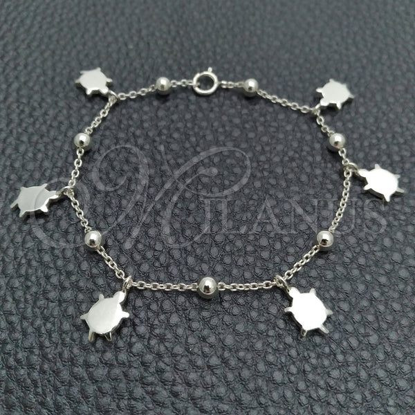Sterling Silver Bracelet — Charm Bracelet Turtle and Ball Design Polished 03. — main product view — SKU 147413 | Plata 925 brazalete — Charm Bracelet Turtle and Ball diseño pulido 03. — SKU 147413