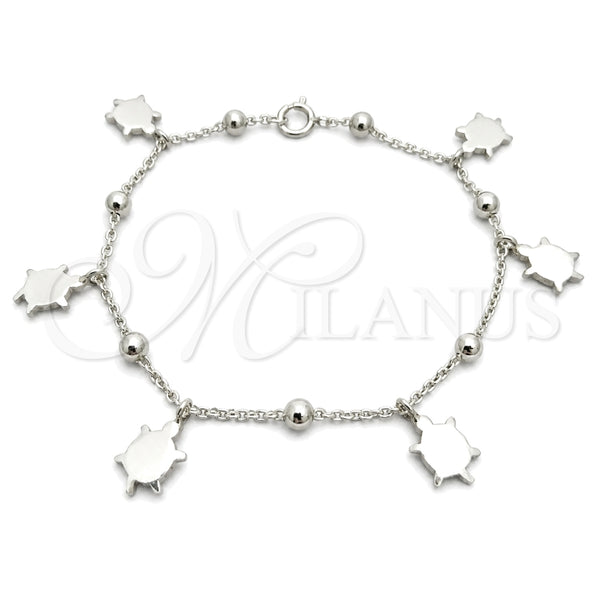 Sterling Silver Bracelet — Charm Bracelet Turtle and Ball Design Polished 03. — main product view — SKU 147413 | Plata 925 brazalete — Charm Bracelet Turtle and Ball diseño pulido 03. — SKU 147413