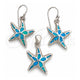 Sterling Silver Earring and Pendant Adult Set, Star Design, with Bermuda Blue Opal, Polished, Silver Finish, 10.391.0003