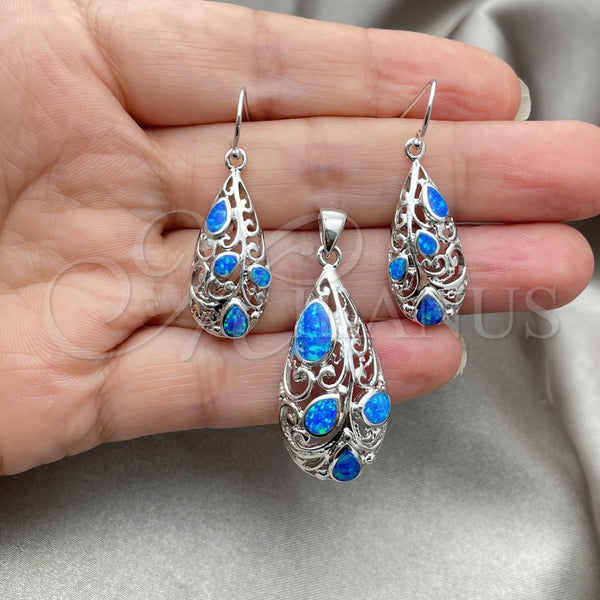 Sterling Silver Ring — Earring and Pendant Adult Set with Bermuda Blue — alternate product view — SKU 147419 | Plata 925 anillo — Earring and Pendant Adult Set with Bermuda Blue — SKU 147419