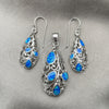 Sterling Silver Earring and Pendant Adult Set, with Bermuda Blue Opal, Polished, Silver Finish, 10.391.0006