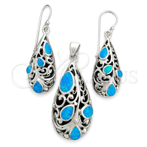 Sterling Silver Ring — Earring and Pendant Adult Set with Bermuda Blue — main product view — SKU 147419 | Plata 925 anillo — Earring and Pendant Adult Set with Bermuda Blue — SKU 147419