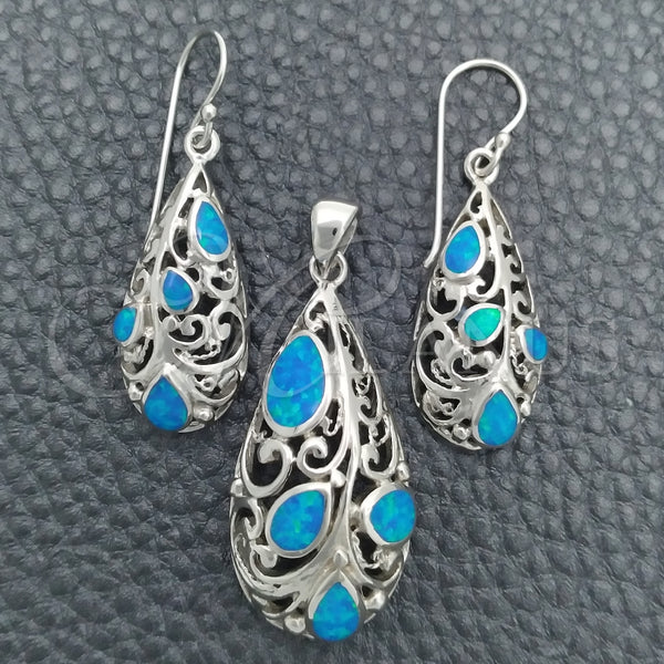 Sterling Silver Ring — Earring and Pendant Adult Set with Bermuda Blue — main product view — SKU 147419 | Plata 925 anillo — Earring and Pendant Adult Set with Bermuda Blue — SKU 147419