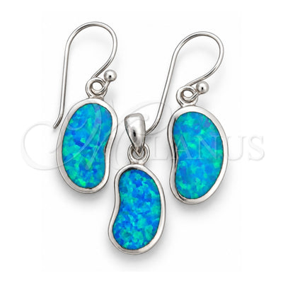 Sterling Silver Earring and Pendant Adult Set, with Bermuda Blue Opal, Polished, Silver Finish, 10.391.0012