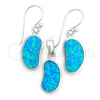 Sterling Silver Earring and Pendant Adult Set, with Bermuda Blue Opal, Polished, Silver Finish, 10.391.0012