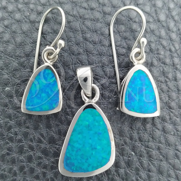 Sterling Silver Ring — Earring and Pendant Adult Set with Bermuda Blue — main product view — SKU 147426 | Plata 925 anillo — Earring and Pendant Adult Set with Bermuda Blue — SKU 147426