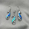 Sterling Silver Earring and Pendant Adult Set, Seahorse Design, with Bermuda Blue Opal, Polished, Silver Finish, 10.391.0015