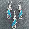 Sterling Silver Earring and Pendant Adult Set, Seahorse Design, with Bermuda Blue Opal, Polished, Silver Finish, 10.391.0015