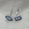 Sterling Silver Leverback Earring, Evil Eye Design, with White and Sapphire Blue Cubic Zirconia, Polished, Rhodium Finish, 02.398.0002