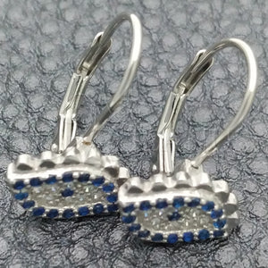 Sterling Silver Ring — Leverback Earring Evil Eye Design with White and — main product view — SKU 147431 | Plata 925 anillo — Leverback Earring Evil Eye diseño with blanco and — SKU 147431