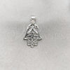 Sterling Silver Religious Pendant, Judaica and Hand of God Design, Polished, Silver Finish, 05.392.0007