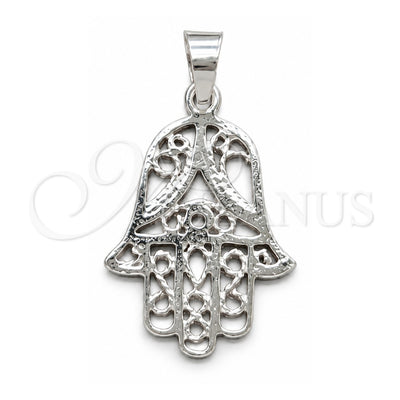 Sterling Silver Religious Pendant, Judaica and Hand of God Design, Polished, Silver Finish, 05.392.0007