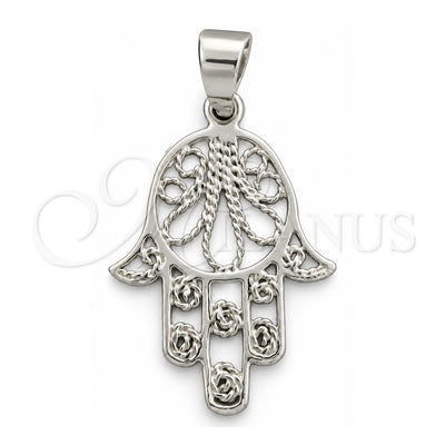 Sterling Silver Religious Pendant, Judaica and Hand of God Design, Polished, Silver Finish, 05.392.0008