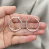 Sterling Silver Medium Hoop, Twist Design, Diamond Cutting Finish, Silver Finish, 02.395.0001.30