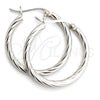Sterling Silver Medium Hoop, Twist Design, Diamond Cutting Finish, Silver Finish, 02.395.0001.30