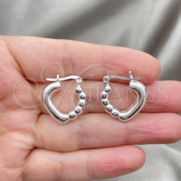 Sterling Silver Hoop Earrings — Small Hoop Heart Design Polished 02. — alternate product view — SKU 147451 | Plata 925 aretes de aro — Small Hoop corazón diseño pulido 02. — SKU 147451
