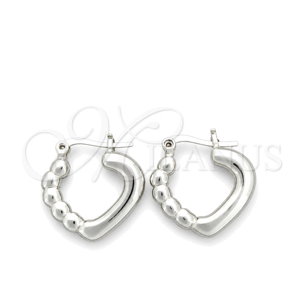 Sterling Silver Small Hoop, Heart Design, Polished, Silver Finish, 02.395.0004.20