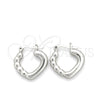 Sterling Silver Small Hoop, Heart Design, Polished, Silver Finish, 02.395.0004.20