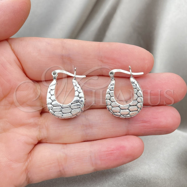 Sterling Silver Hoop Earrings — Small Hoop Diamond Cutting 02. — alternate product view — SKU 147457 | Plata 925 aretes de aro — Small Hoop Diamond Cutting 02. — SKU 147457