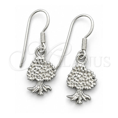 Sterling Silver Dangle Earring, Tree Design, Polished, Silver Finish, 02.397.0009