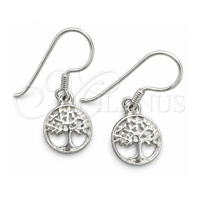 Sterling Silver Dangle Earring, Tree Design, Polished, Silver Finish, 02.397.0010