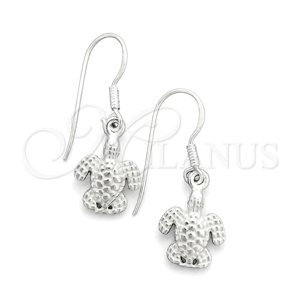 Sterling Silver Dangle Earring, Turtle Design, Polished, Silver Finish, 02.397.0011