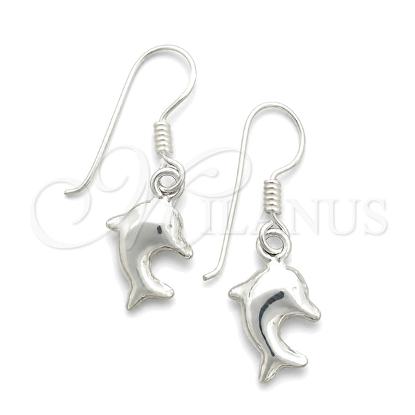 Sterling Silver Dangle Earring, Dolphin Design, Polished, Silver Finish, 02.397.0012