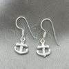 Sterling Silver Dangle Earring, Anchor Design, Polished, Silver Finish, 02.397.0013