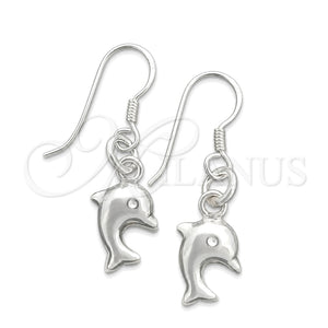 Sterling Silver Dangle Earring, Dolphin Design, Polished, Silver Finish, 02.395.0012