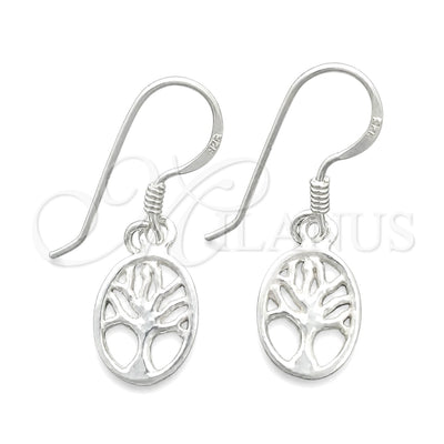 Sterling Silver Dangle Earring, Tree Design, Polished, Silver Finish, 02.397.0014