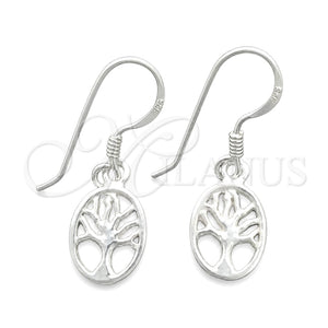 Sterling Silver Dangle Earring, Tree Design, Polished, Silver Finish, 02.397.0014
